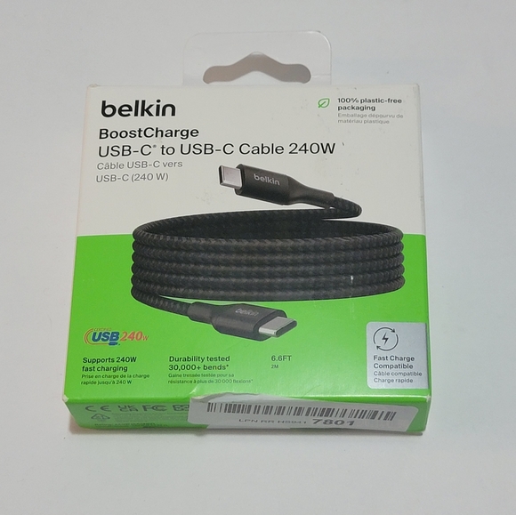 Belkin BoostCharge USB-C to USB-C Power Cable (6.6ft), Fast Charging Cable 250W - Picture 8 of 10